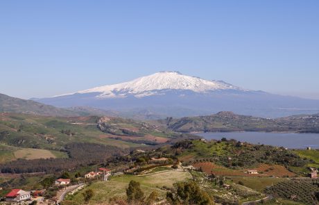 Veduta dei campi alle pendici dell'Etna